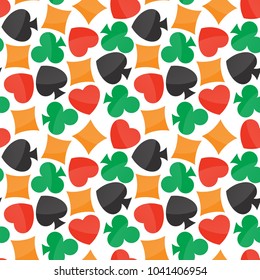 Seamless pattern with colorful playing card icons