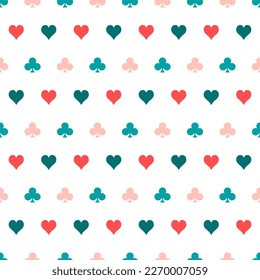 Seamless pattern with colorful playing card symbols