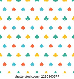 Seamless pattern with colorful playing card symbols