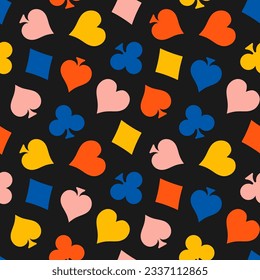 Seamless pattern with colorful playing card