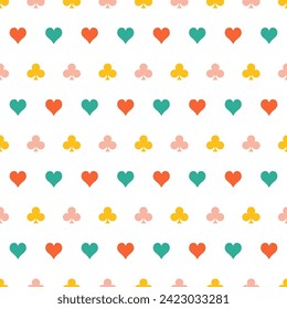 Seamless pattern with colorful playing card symbols