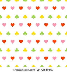 Seamless pattern with colorful playing card symbols