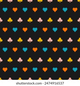 Seamless pattern with colorful playing card symbols