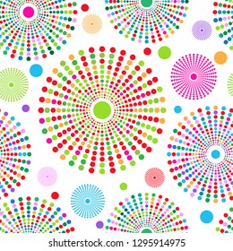 Seamless pattern of colorful polka dots on a transparent background, eps 8