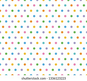 Seamless Pattern, Colorful Polka dots, Vector Graphics,