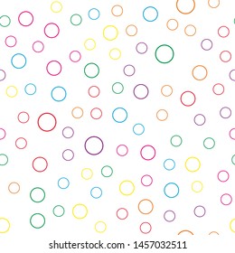 Seamless pattern with colorful polka dots and circles. Cute baby background for print on fabreic, textile, gift wrapping. VEctor illustration