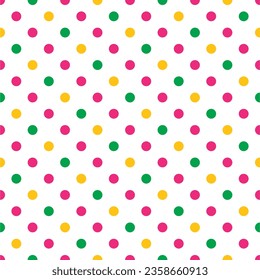 seamless pattern colorful polka dots vector illustration,isolated on white background.