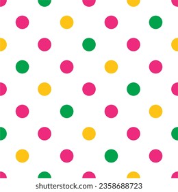 seamless pattern colorful polka dots vector illustration,isolated on white background.