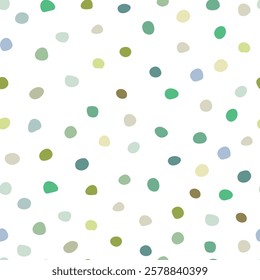 Seamless pattern with colorful polka dots on white background. Vector illustratioom for wrapping paper, fabric.