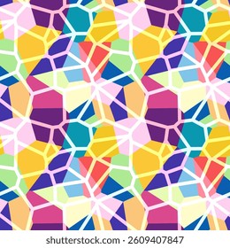 Seamless pattern with colorful polygon texture - hand drawn vector illustration.