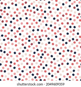 Seamless pattern with colorful pom poms dots.