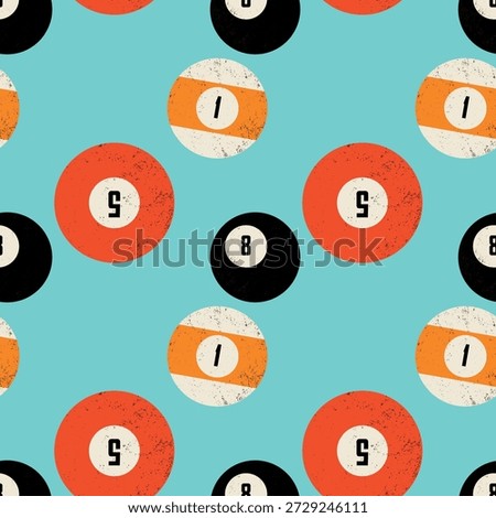 Seamless pattern of colorful pool billiards balls.