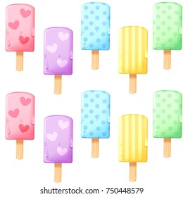 Seamless pattern colorful Popsicle icon, Vector illustration