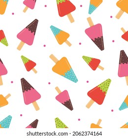 Seamless pattern with colorful popsicles. Vector illustartion. Ice candy pattern