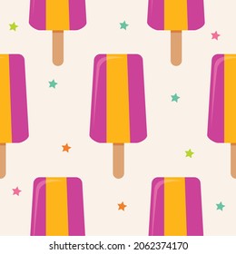 Seamless pattern with colorful popsicles. Vector illustartion. Ice candy pattern