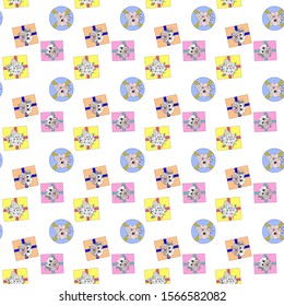 Seamless pattern of colorful presents with flowers on top of boxes 