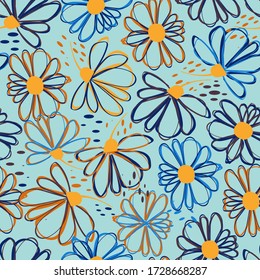 Seamless pattern with colorful pretty flowers. Floral design for beauty products, fashion prints, wallpaper, surface decoration and more