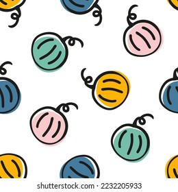 Seamless pattern with colorful pumpkin