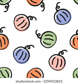 Seamless pattern with colorful pumpkin
