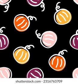 Seamless pattern with colorful pumpkin