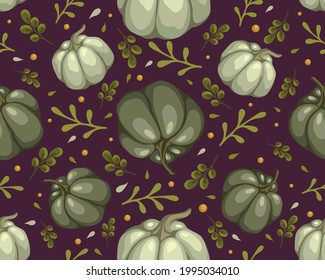 patrón transparente con calabazas coloridas, bayas de otoño, hojas, gráficos vectoriales estilizados
fondo de otoño