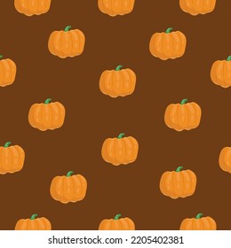 Seamless pattern of colorful pumpkins. Flat style. Vector illustration.