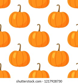 Seamless pattern with colorful pumpkins on white background. Halloween. Thanksgiving Day. Vector illustration.