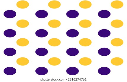 seamless pattern with colorful purple and yellow repeat circles on white background, replete image design for fabric printing