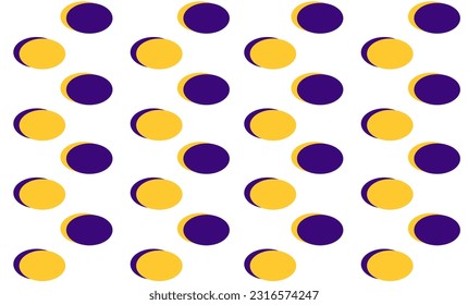 seamless pattern with colorful purple and yellow repeat circles on white background, replete image design for fabric printing
