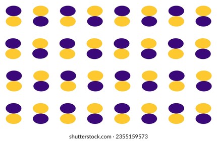 patrón transparente con círculos de repetición color púrpura y amarillo sobre fondo blanco, diseño de imagen repleto para impresión de tela

