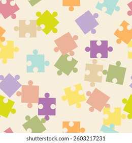 seamless pattern with colorful puzzles