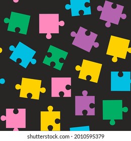 Seamless pattern with colorful puzzles.  Children's vector pattern.  For the design of textiles, fabric, wallpaper.