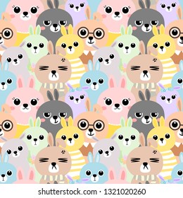 Seamless pattern colorful rabbit