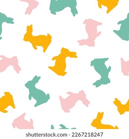 Seamless pattern with colorful rabbit. Easter bunny seamless pattern.