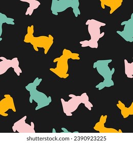 Seamless pattern with colorful rabbit shape