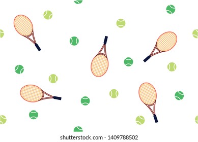 Seamless pattern with colorful racket and tennis ball vector. Wallpaper background.