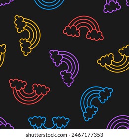 Seamless pattern with colorful rainbows