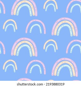 Seamless pattern with colorful rainbows for kids