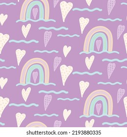 Seamless pattern with colorful rainbows for kids