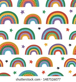 seamless pattern with colorful rainbows - vector illustration, eps    