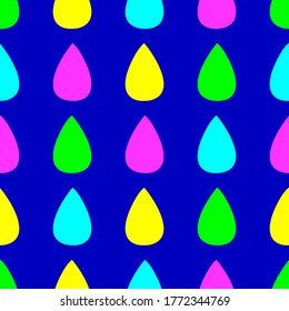 Seamless pattern with colorful raindrops. Bright vector illustration.