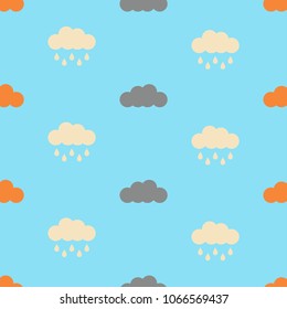 Seamless pattern with colorful rainy clouds