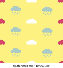 Seamless pattern with colorful rainy clouds