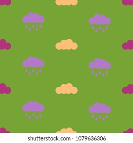 Seamless pattern with colorful rainy clouds