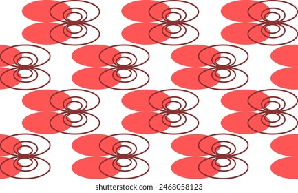 seamless pattern with colorful red and pink repeat circles on white background, replete image design for fabric printing Checkerboard