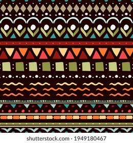 Seamless pattern with colorful repeating ornament in ethnic style. Print for fabric, textile. 