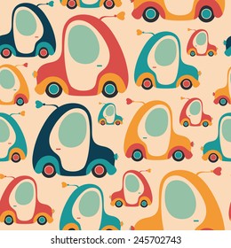 Seamless pattern with colorful retro cars.