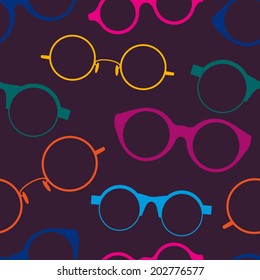 Seamless pattern with colorful retro glasses.Vector illustration
