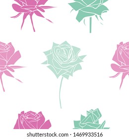 Seamless pattern with colorful roses.
