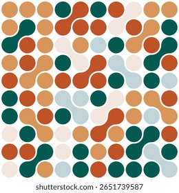 Seamless pattern with colorful rounded shapes creating a modern and dynamic design, ideal for backgrounds, textiles, and various design applications